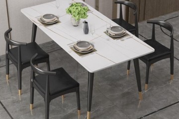 岩板餐桌家用小户型北欧餐厅家具吃饭桌酒店经济大理石餐桌椅组合